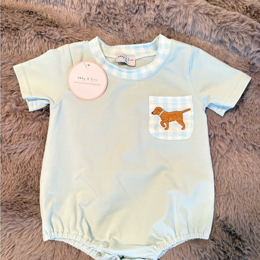 Light Blue Kids One Piece with Dog Patch